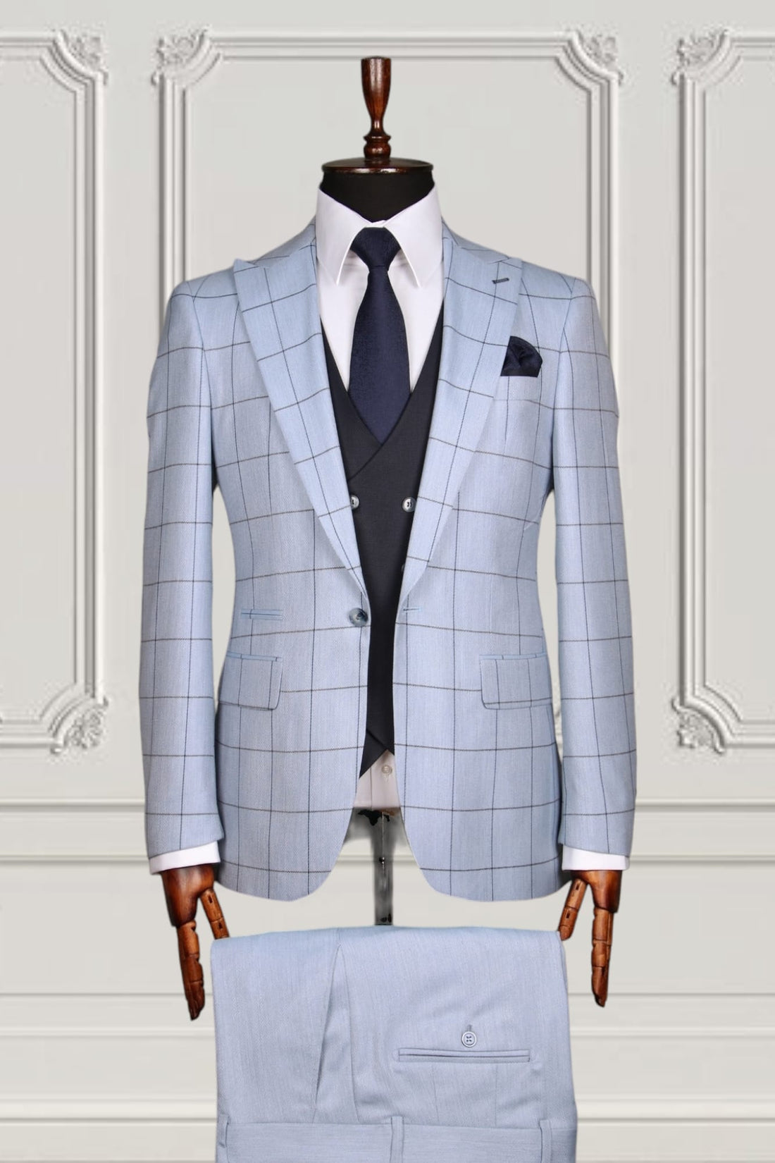 FM3 Windowpane 3-Piece Slim Fit Suit