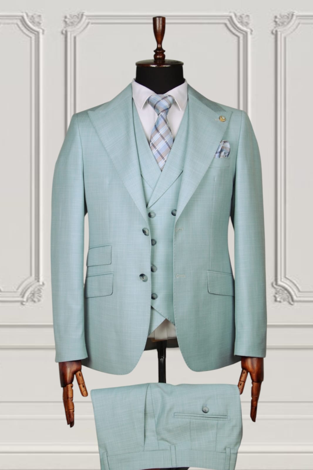 FM7 Pastel Blue 3-Piece Slim Fit Suit