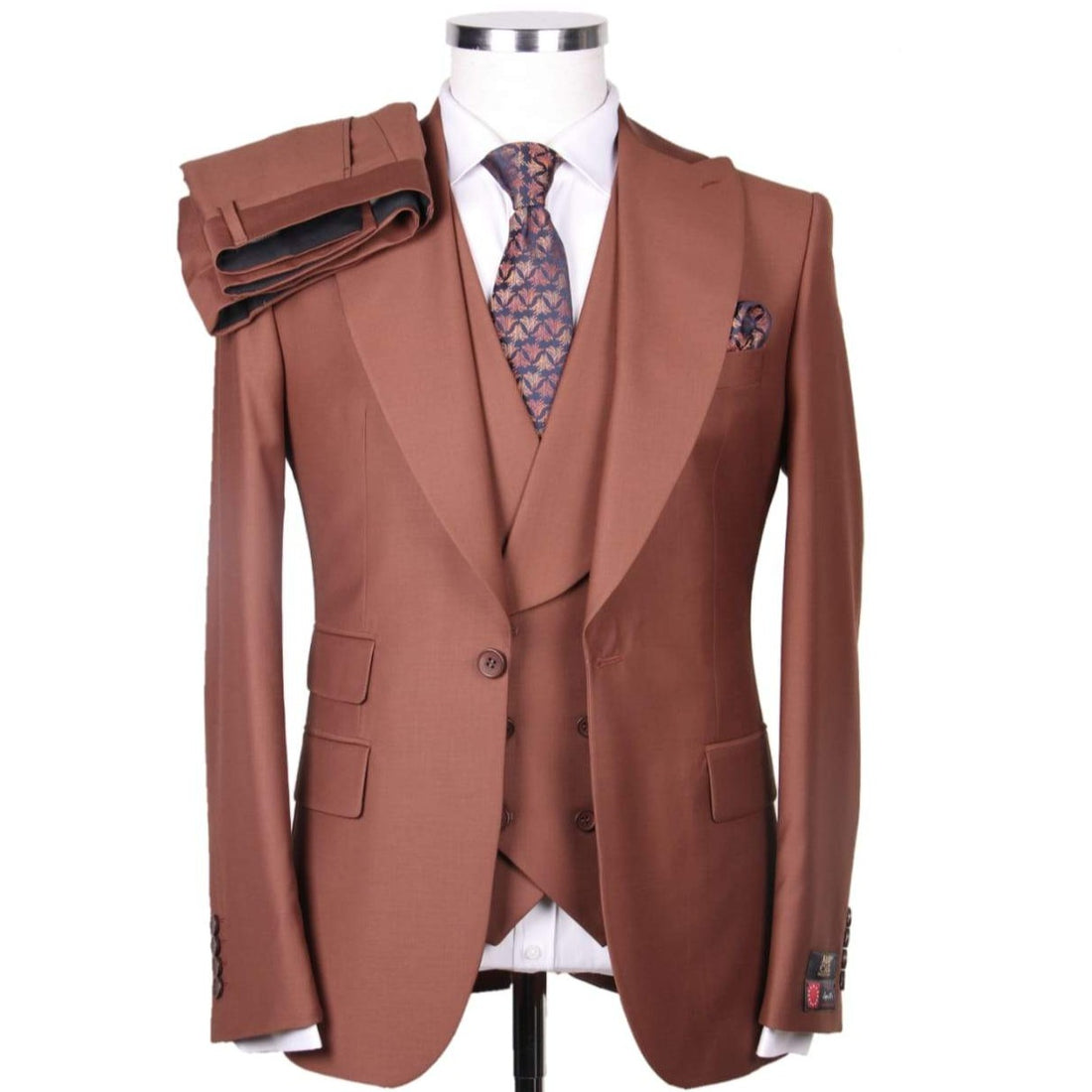 Ironstone Color 3-Piece Slim Fit Suit