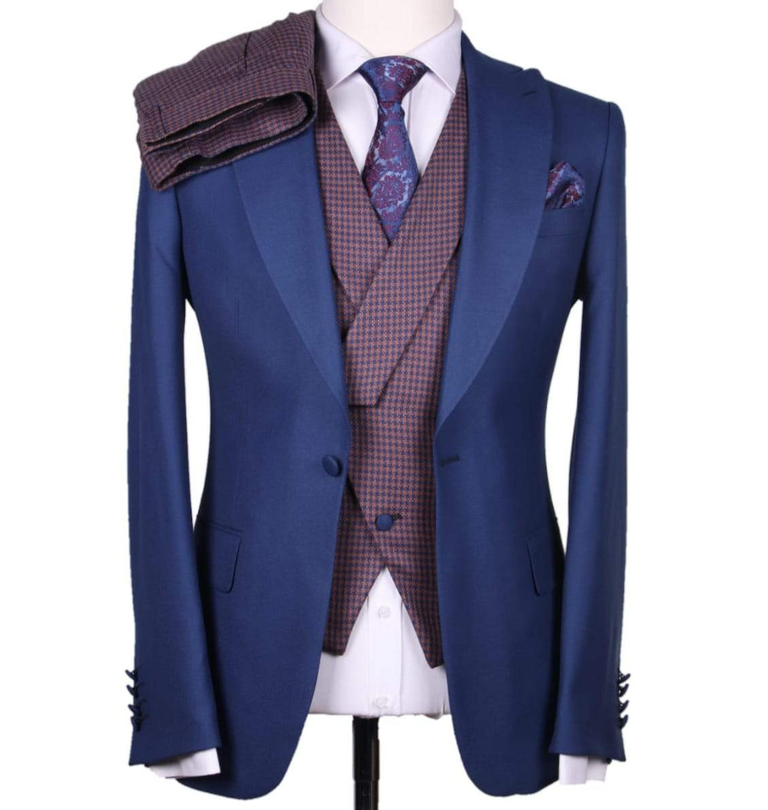 Blue and Lavender Vest 3-Piece Slim Fit Suit