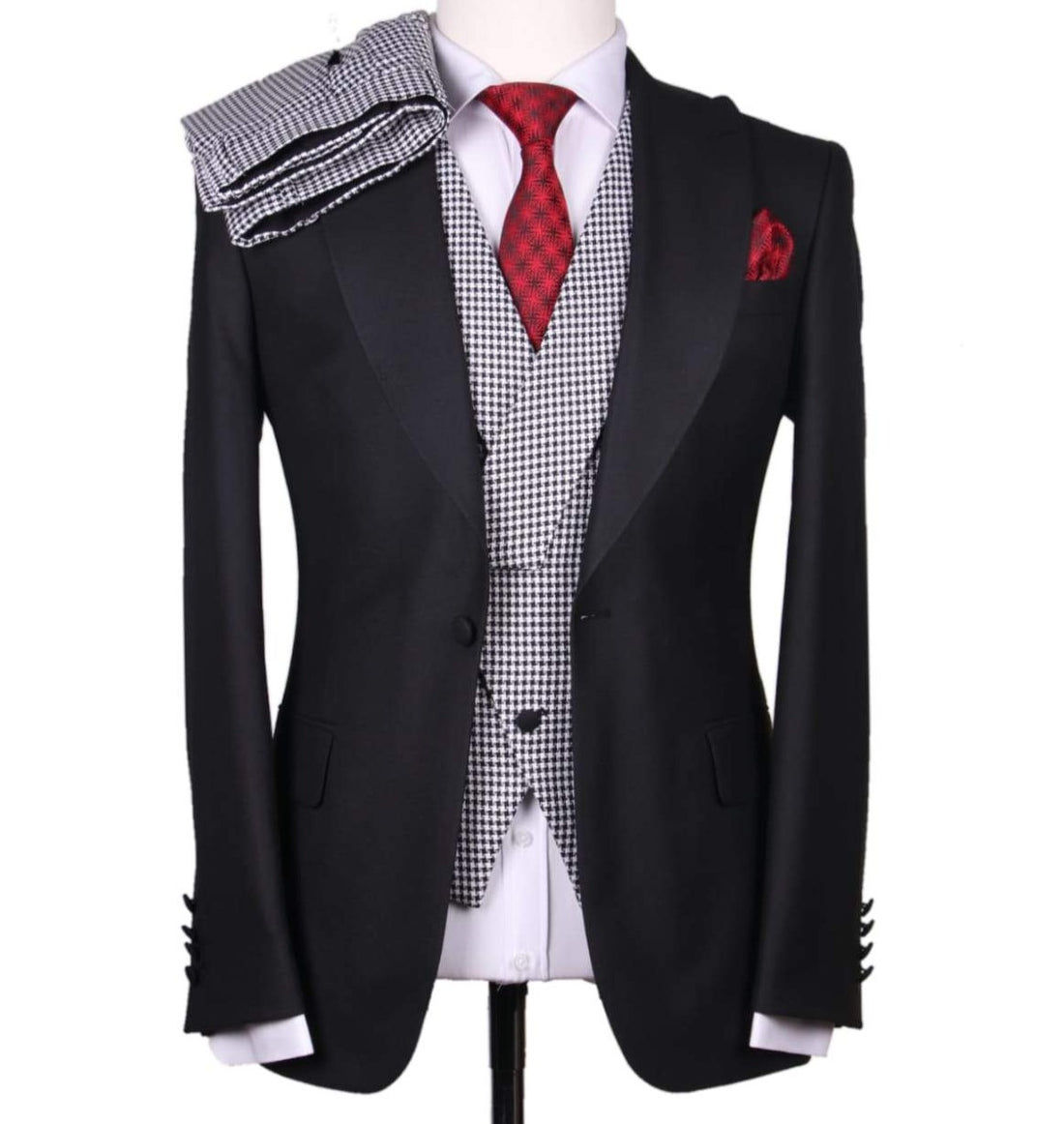 Black and Star Dust Color Vest 3-Piece Slim Fit Suit