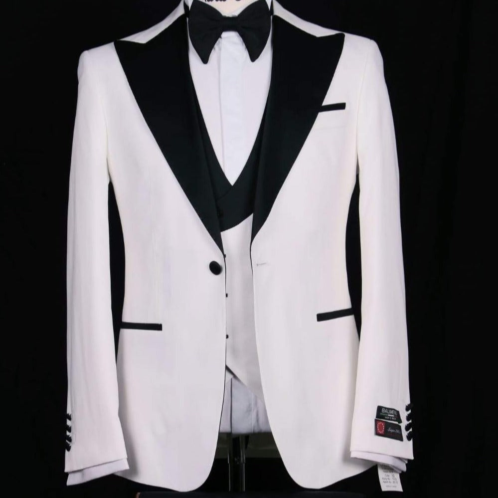 Black and White Lapel Slim Fit Tuxedo