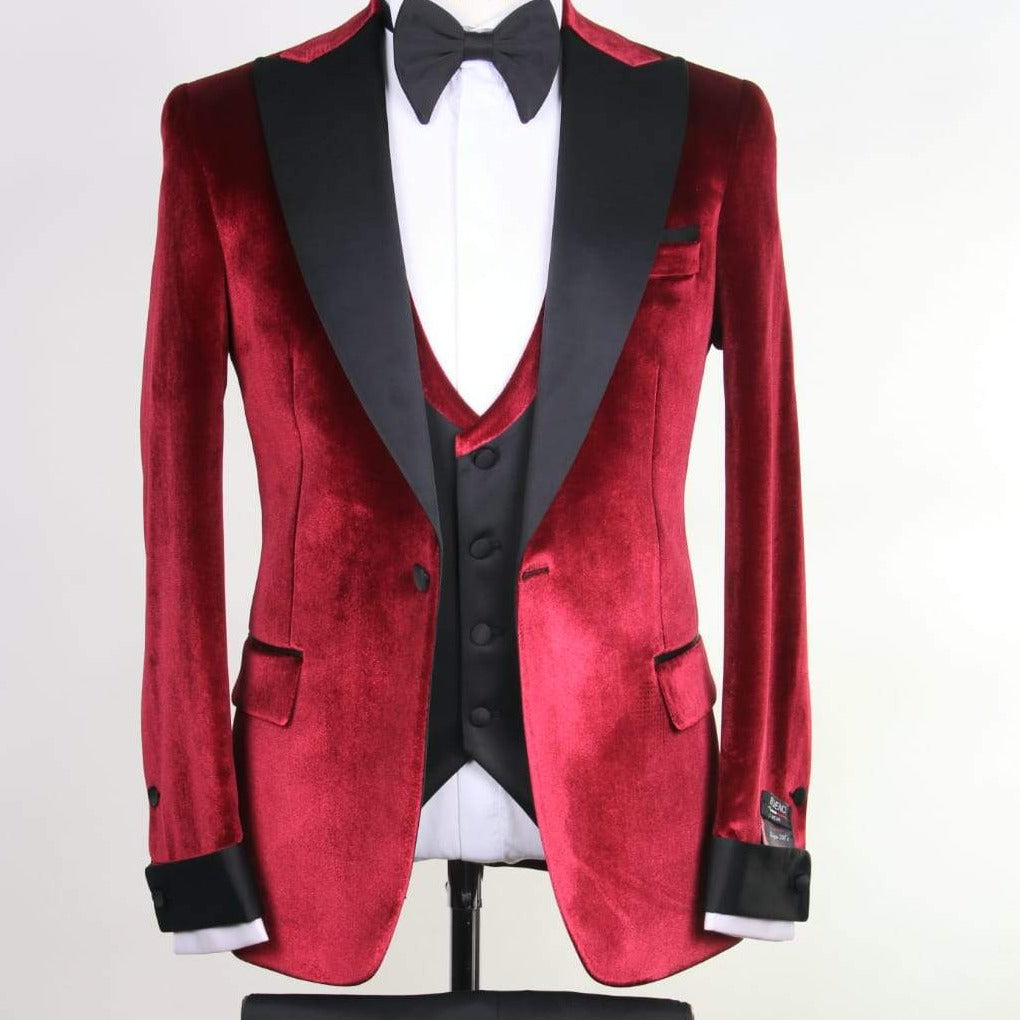 Red and Black Slim Fit Tuxedo