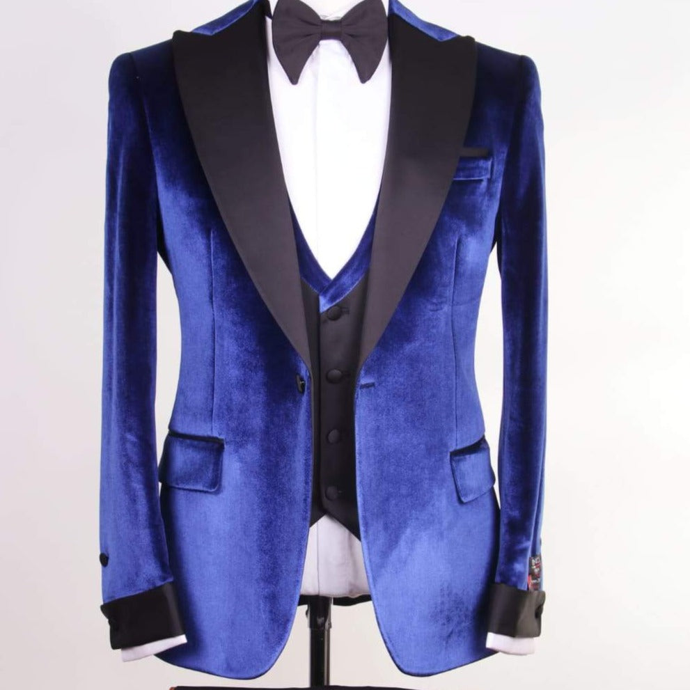 Blue and Black Slim Fit Tuxedo