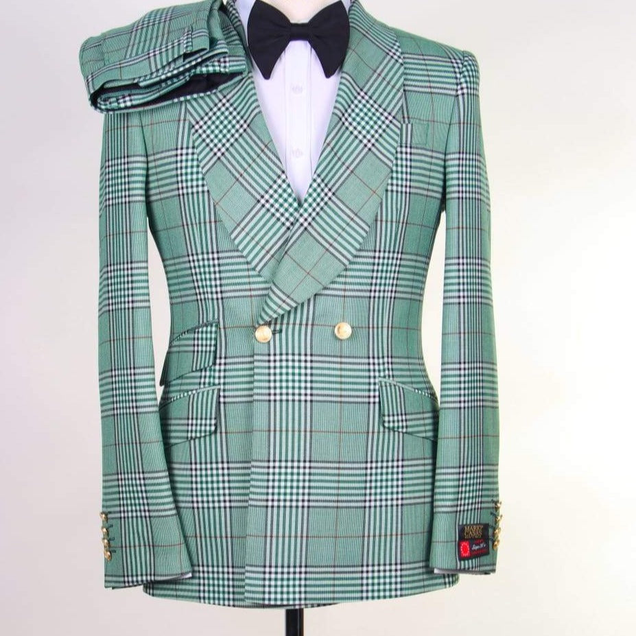 Green Checkered Double Breasted Suit